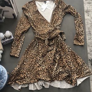 H & M Cheetah wrap dress